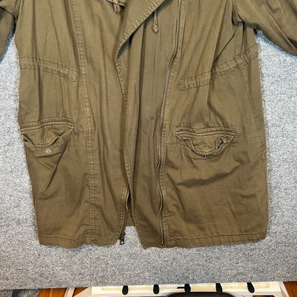 Old Navy Jacket Womens 1X Green Army Jacket Full Zip Snaps Plus Size Soft Hooded - Picture 4 of 10